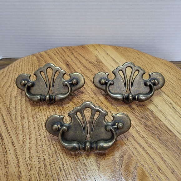 Other - VTG Set Of 3 Brass Drop Bail Drawer Pull Cont B BFC 20611 Handle Hardware